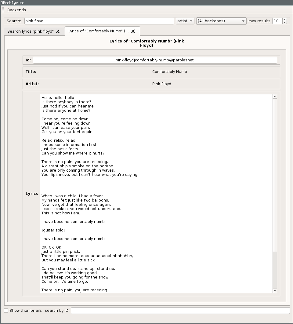 woob lyrics-qt screenshot